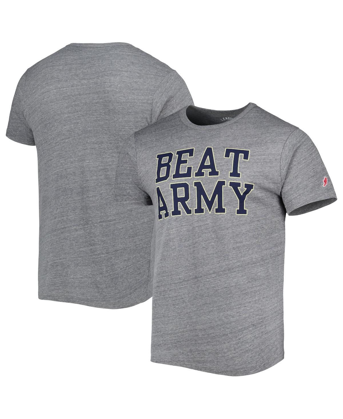 League Collegiate Wear Men's  Heather Gray Navy Midshipmen Local Victory Falls Tri-blend T-shirt