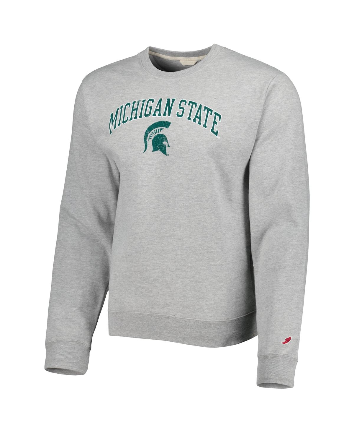 Shop League Collegiate Wear Men's  Gray Michigan State Spartans 1965 Arch Essential Fleece Pullover Sweats