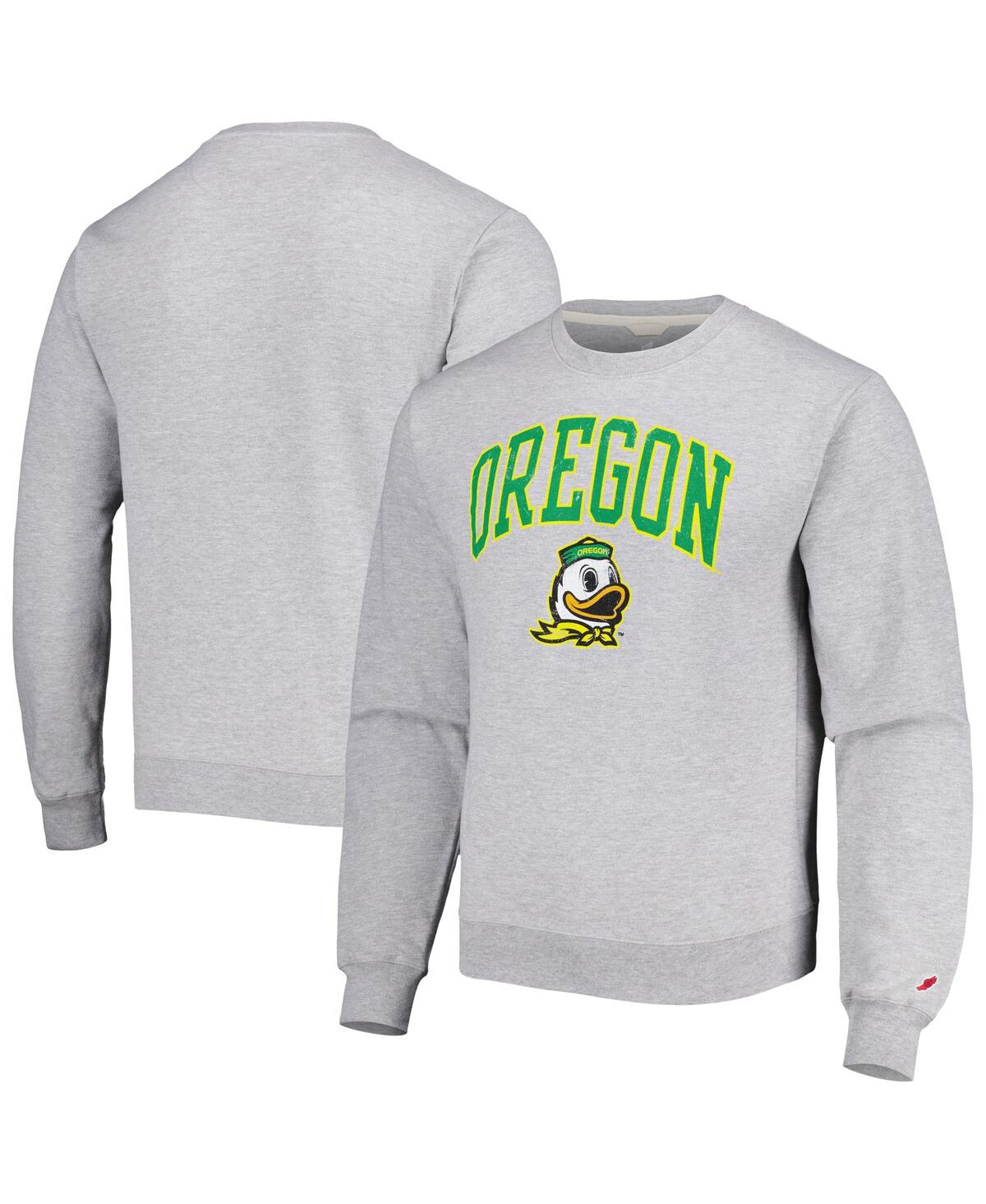 Shop League Collegiate Wear Men's  Gray Oregon Ducks 1965 Arch Essential Pullover Sweatshirt