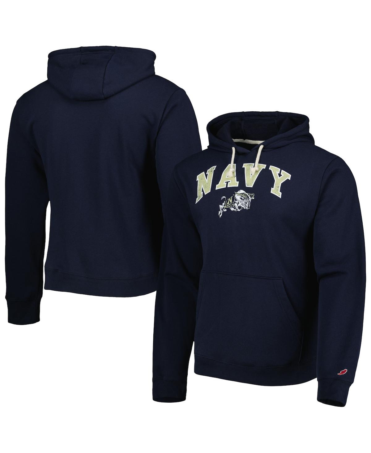 Shop League Collegiate Wear Men's  Navy Navy Midshipmen Arch Essential Fleece Pullover Hoodie
