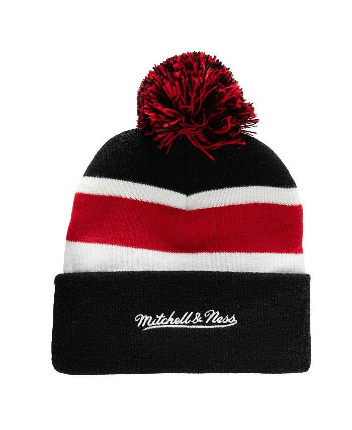 Mitchell & Ness Men's Black Chicago Blackhawks Stripe Cuffed Knit Hat ...