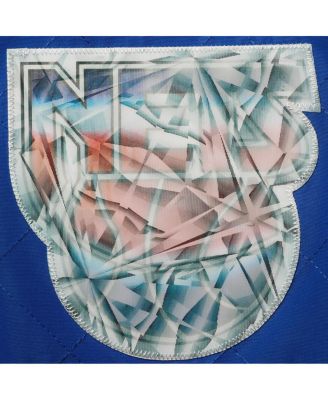 Men's New Jersey Nets Blue Hardwood Classics 75th Anniversary Authentic Warmup Raglan Full-Snap Jacket