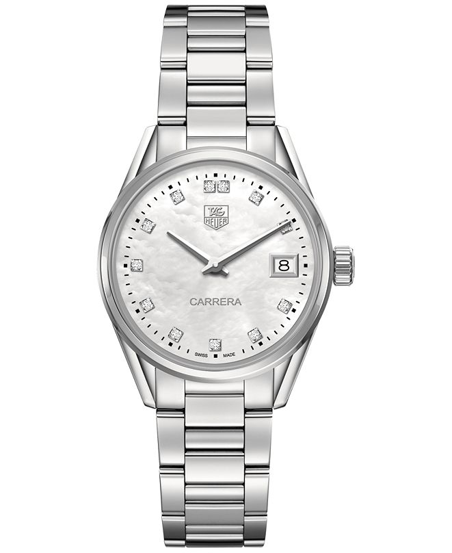TAG Heuer Women&#39;s Swiss Carrera Diamond (1/10 ct. t.w.) Stainless Steel Bracelet Watch 32mm ...