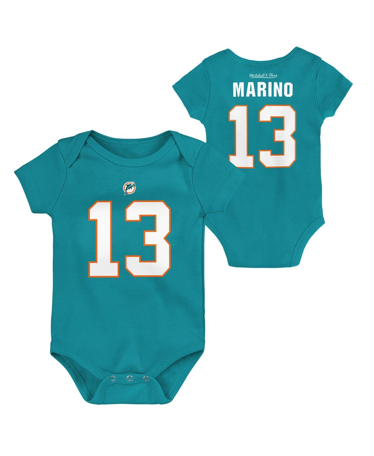 Newborn and Infant Boys and Girls Mitchell & Ness Dan MarinoMiami Dolphins Retro Name and Number Bodysuit - Aqua