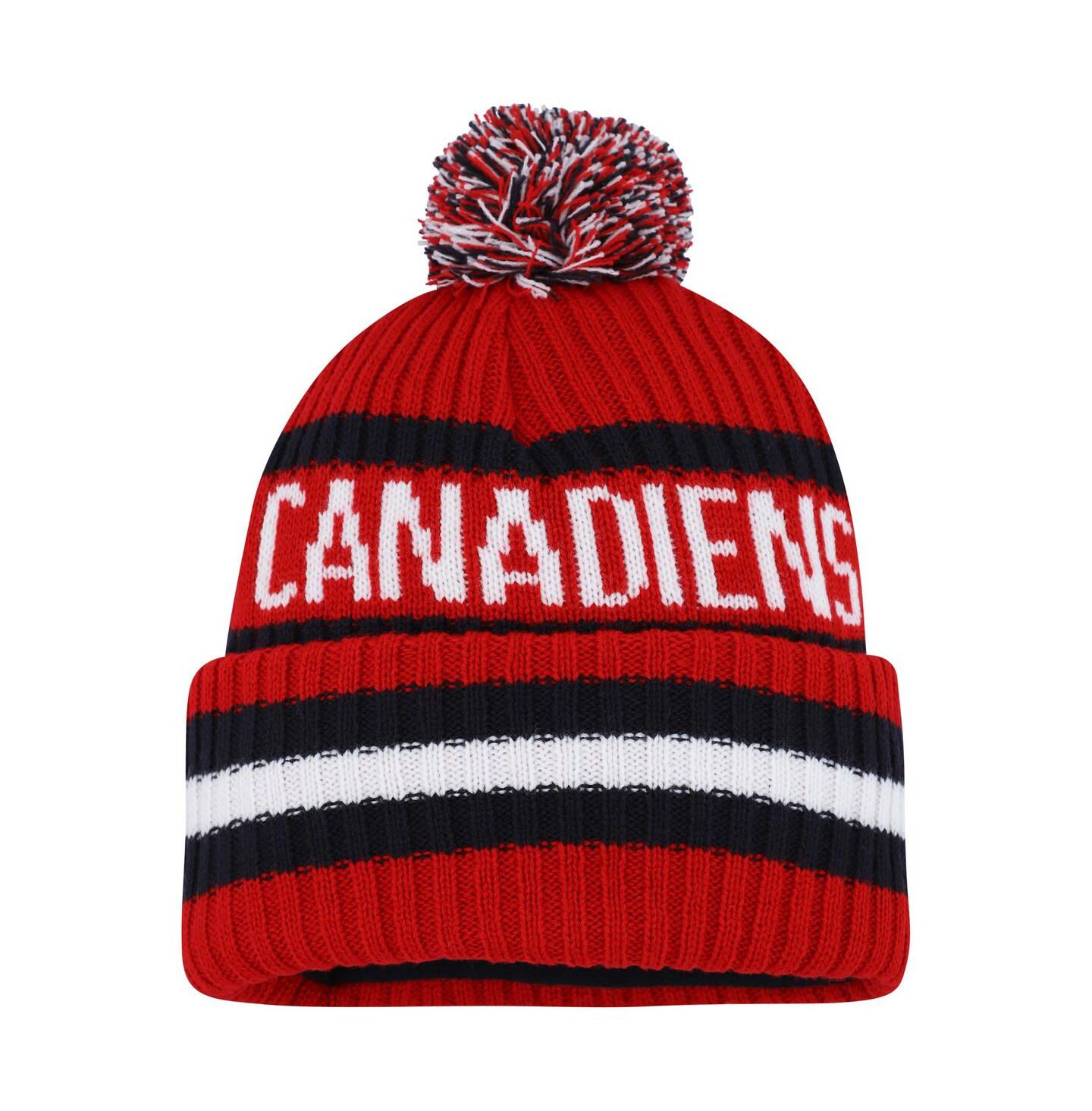 Мужская шапка '47 Brand Red Montreal Canadiens Bering Cuffed Knit Hat with Pom — фото 2