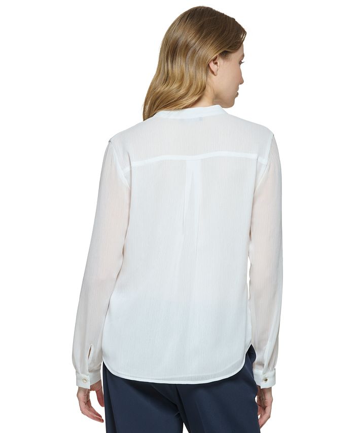 tommy hilfiger ruffled tie neck blouse