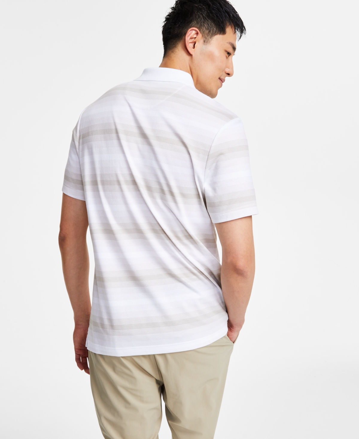 Alfani Men's Regular-Fit Supima Knit Interlock Striped Polo Shirt, Created for Macy's