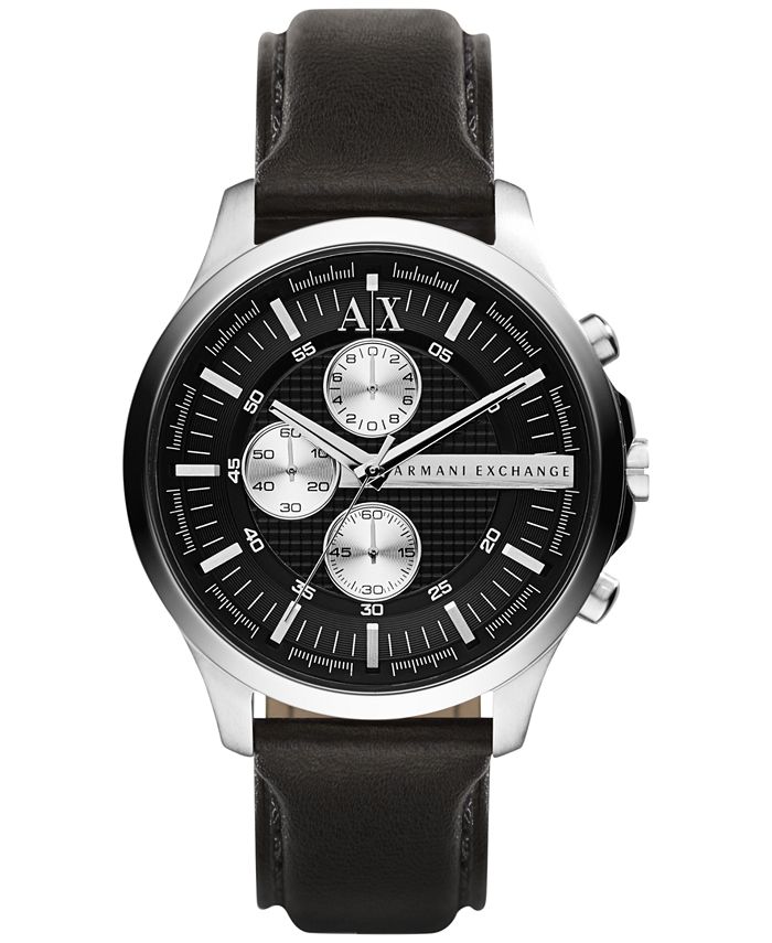 Armani Exchange AX Men's Chronograph Black Leather Strap Watch 46mm