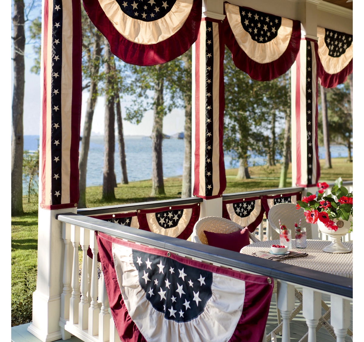 Evergreen Large Half-Round Americana Flag Bunting 60-1/2"W x 31-1/4"H