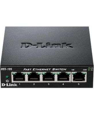 D-Link DES-105 SWT 5-Port 10-100 Desktop Switch 1Gbps Metal Casing - Macy's