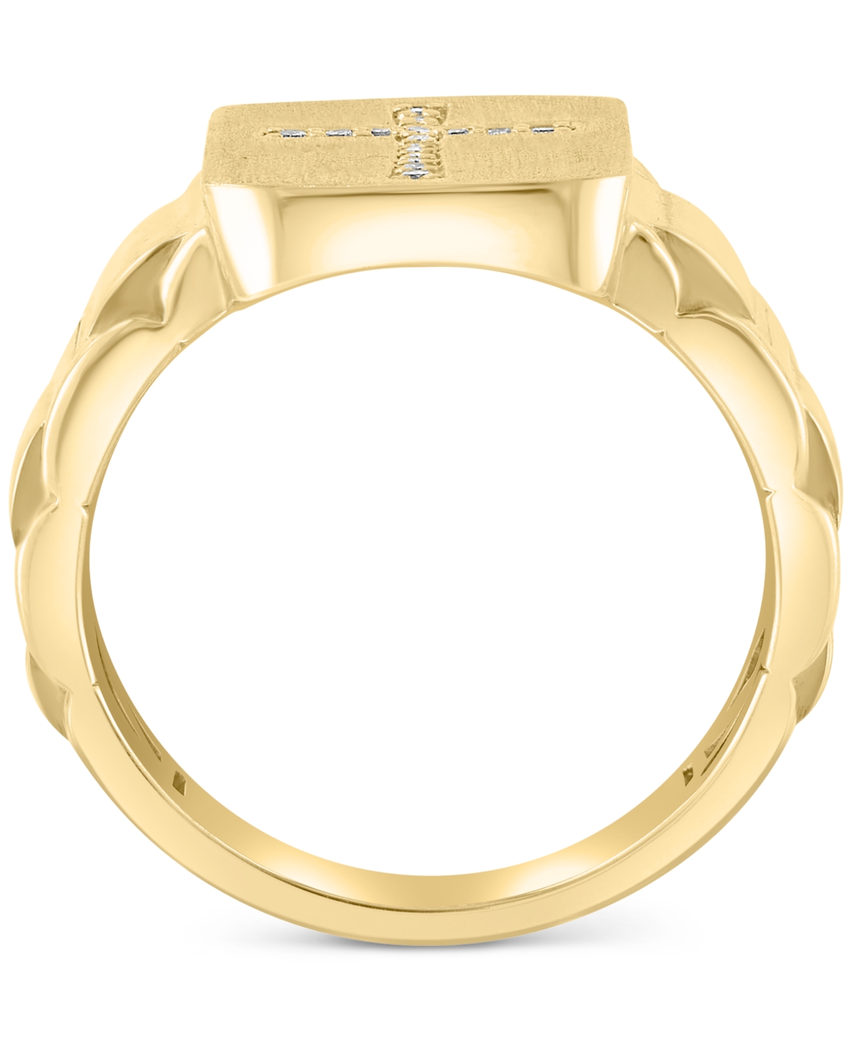 Effy Men's Diamond Cross Ring (1/10 ct. t.w.) in 10k Gold - 10K Yellow Gold