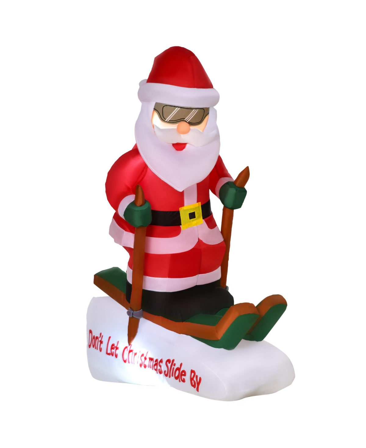 4' Santa Claus Skiing Christmas Inflatable Blow Up Yard Decoration - Red