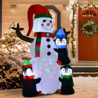 6' Lighted Snowman 3 Penguin Inflatable Yard Decor Holiday
