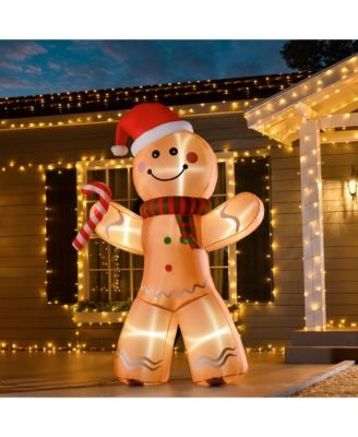 8 ft Inflatable Gingerbread Man Outdoor Holiday Display w/ LED Lights
