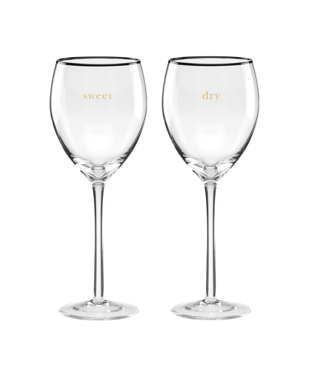 Shop Kate Spade Cheers To Us Sweet Dry Wine Glasses Set, 2 Piece In Clear