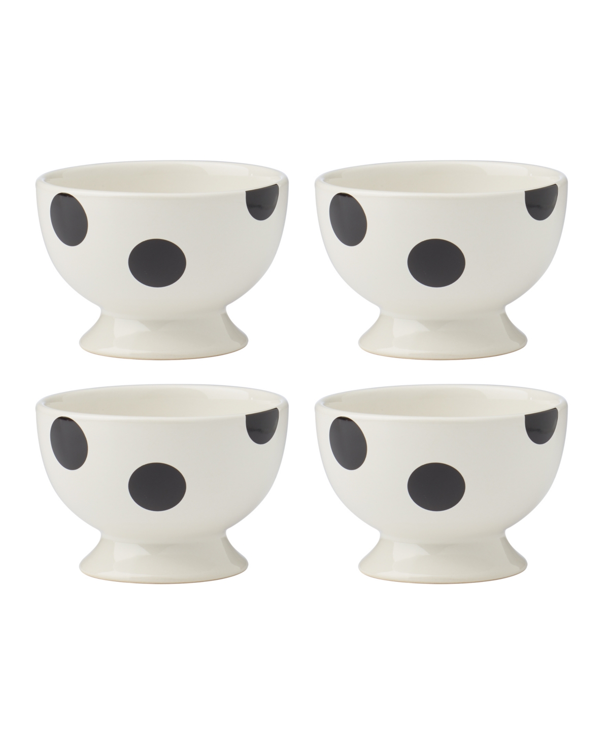 on the Dot Assorted Footed Dessert Bowls 4 Piece Set, Service for 4 - White