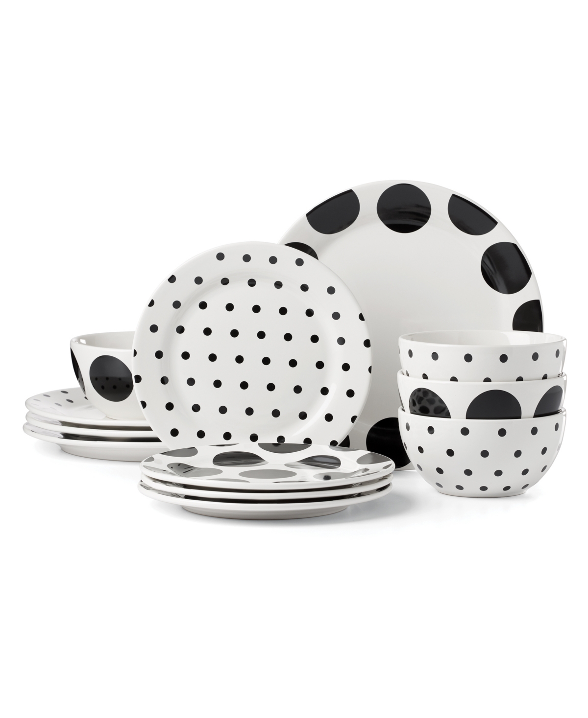 Kate Spade On The Dot 12 Piece Dinnerware Set, Service For 4 In White