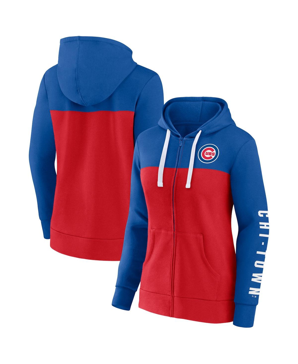 Fanatics Women's  Royal, Red Chicago Cubs Take The Field Colorblocked Hoodie Full-zip Jacket In Royal,red