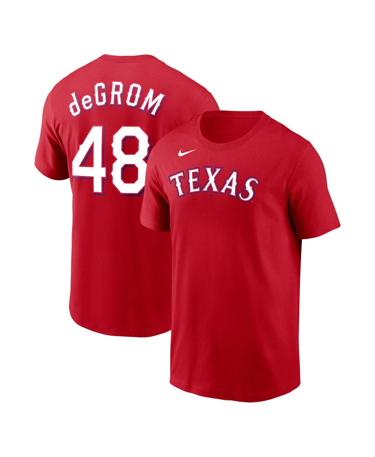 Shop Nike Men's  Jacob Degrom Red Texas Rangers 2023 Name And Number T-shirt