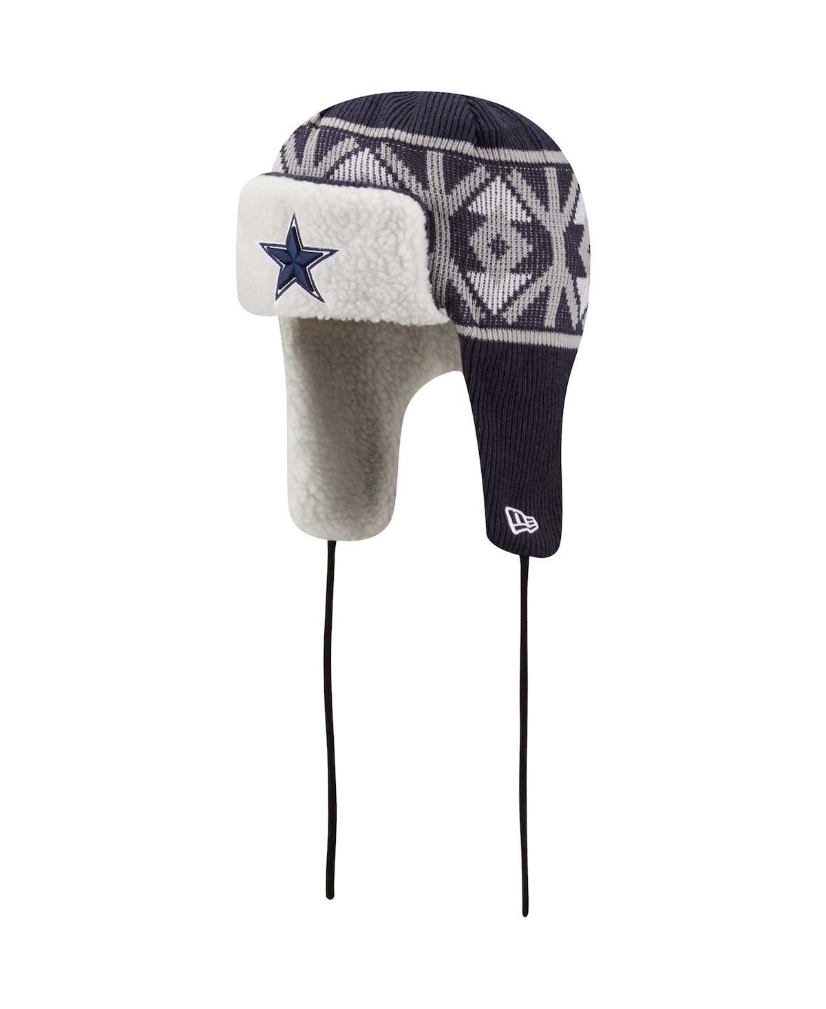 NEW ERA MEN'S NEW ERA NAVY DALLAS COWBOYS KNIT TRAPPER HAT 