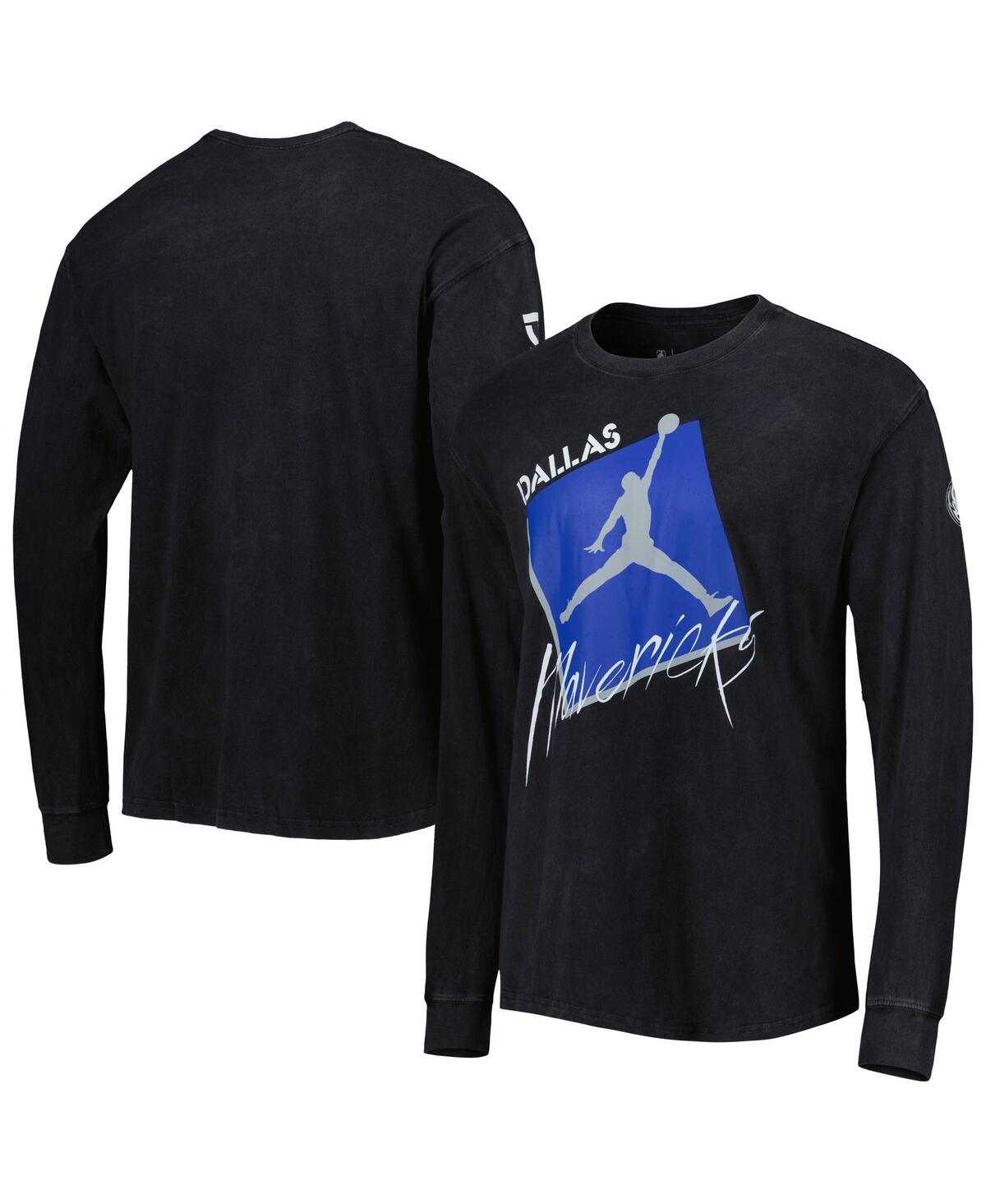 Jordan Men's  Black Charlotte Hornets Courtside Max 90 Vintage-like Wash Statement Edition Long Sleev In Black