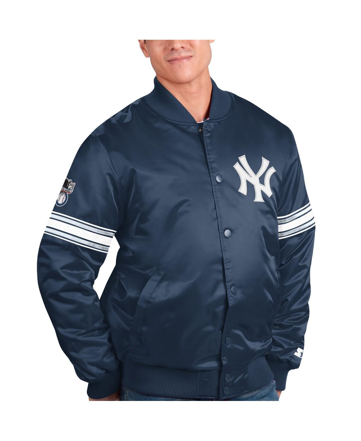 Starter Men's  Navy New York Yankees Pick And Roll Satin Varsity Full-snap Jacket