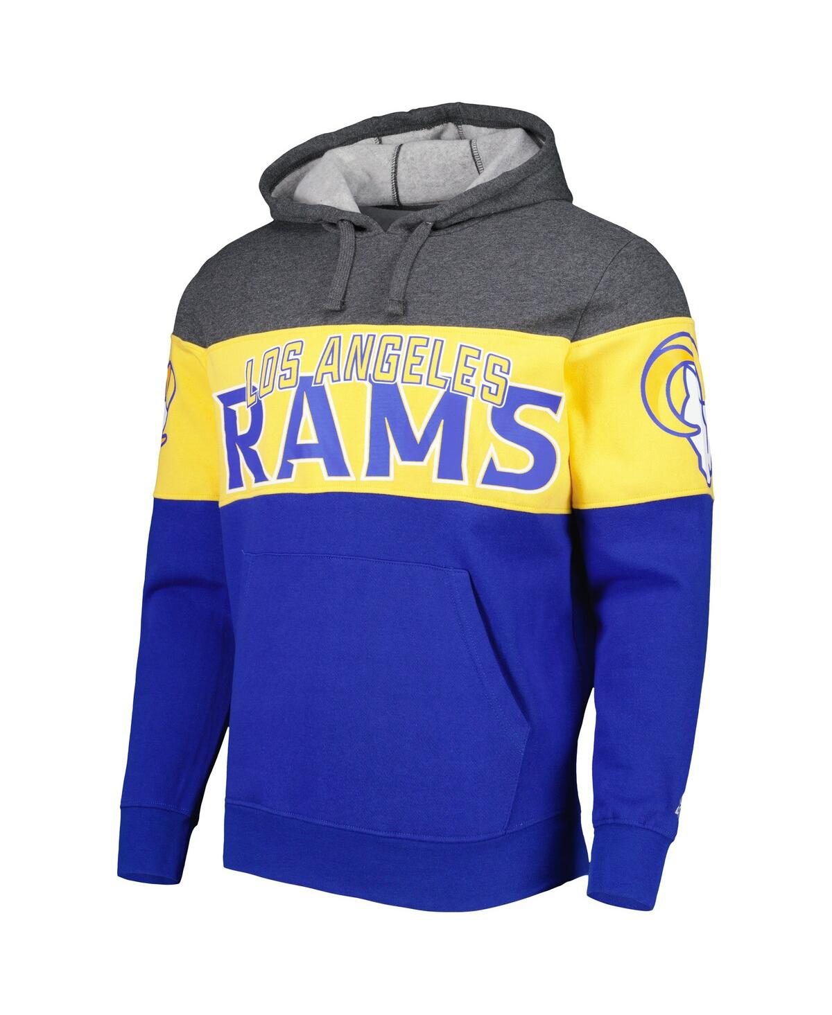 Shop Starter Men's  Heather Charcoal, Royal Los Angeles Rams Extreme Pullover Hoodie In Heather Charcoal,royal