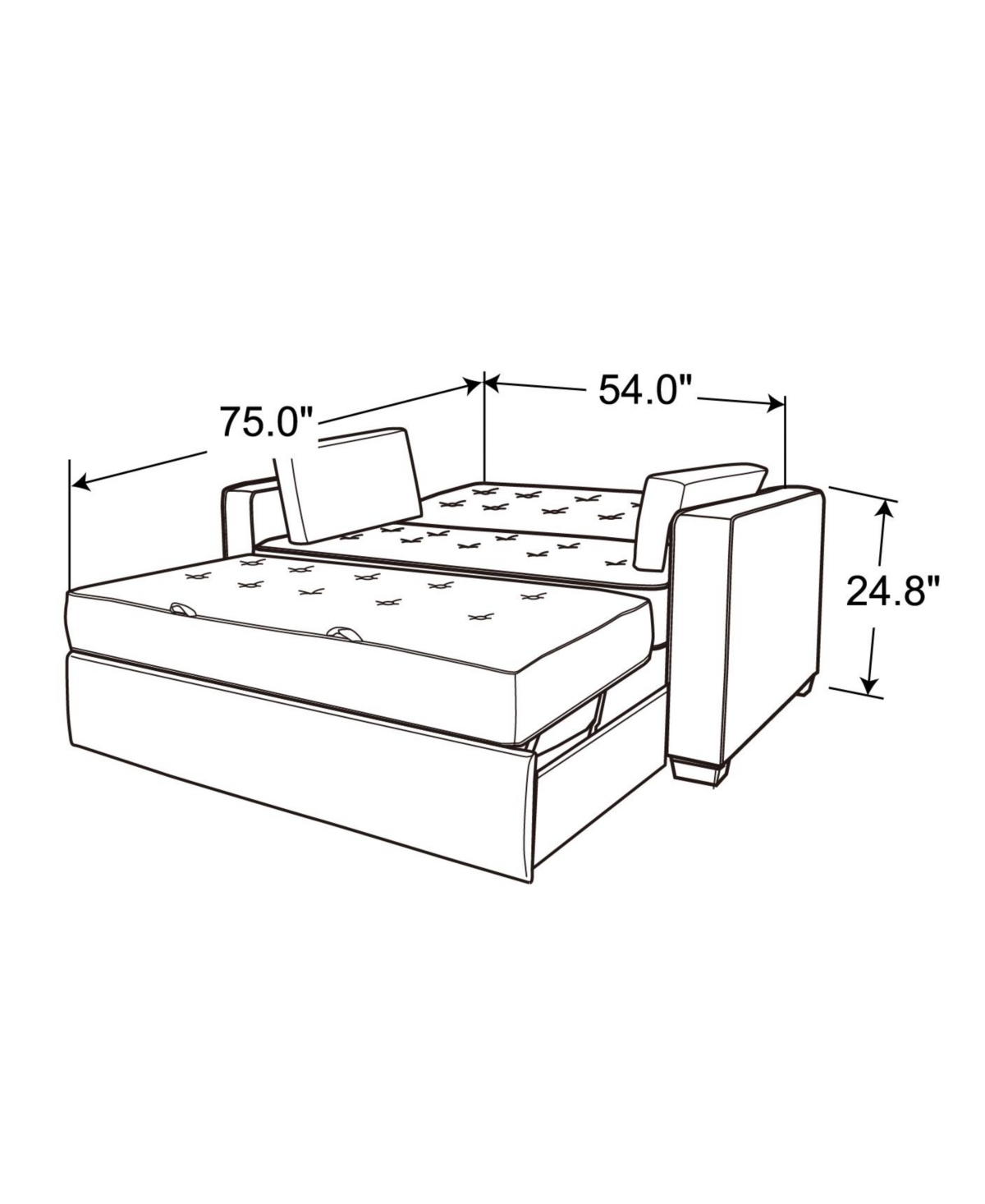 Serta 66.5" W Polyester Augustus Full Convertible Sofa In Charcoal