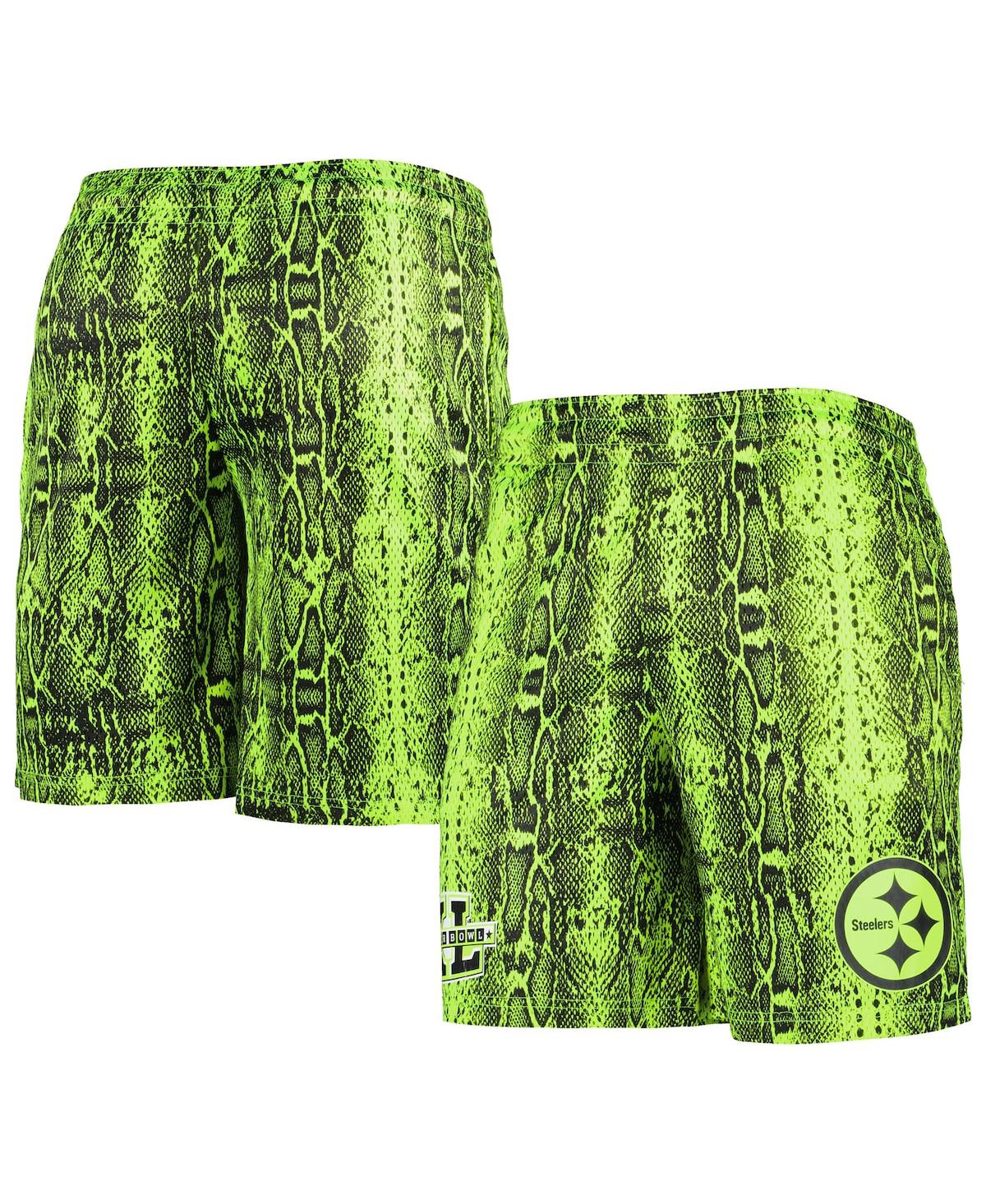 NEW ERA MEN'S NEW ERA NEON GREEN PITTSBURGH STEELERS SUMMER POP SHORTS 