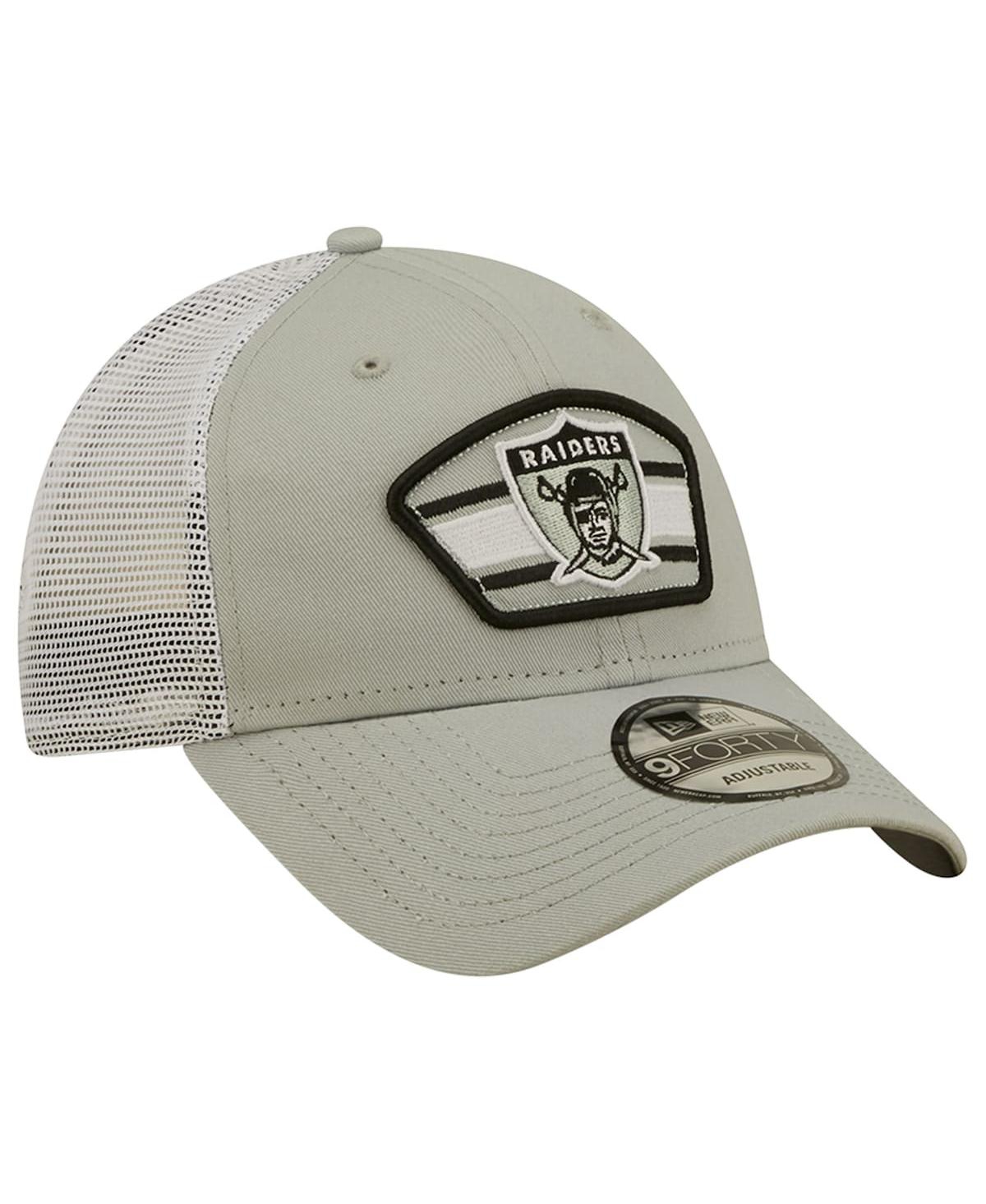 Men's New Era White Las Vegas Raiders Logo Patch Trucker 9Forty Snapback Hat - White