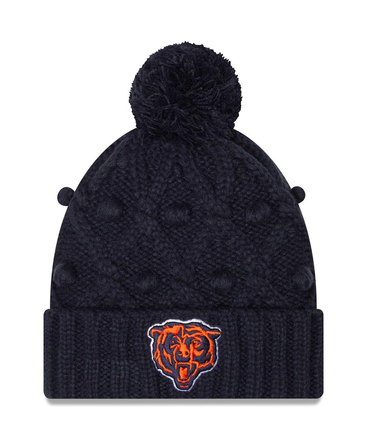 Shop New Era Women's  Navy Chicago Bears Toasty Cuffed Knit Hat With Pom