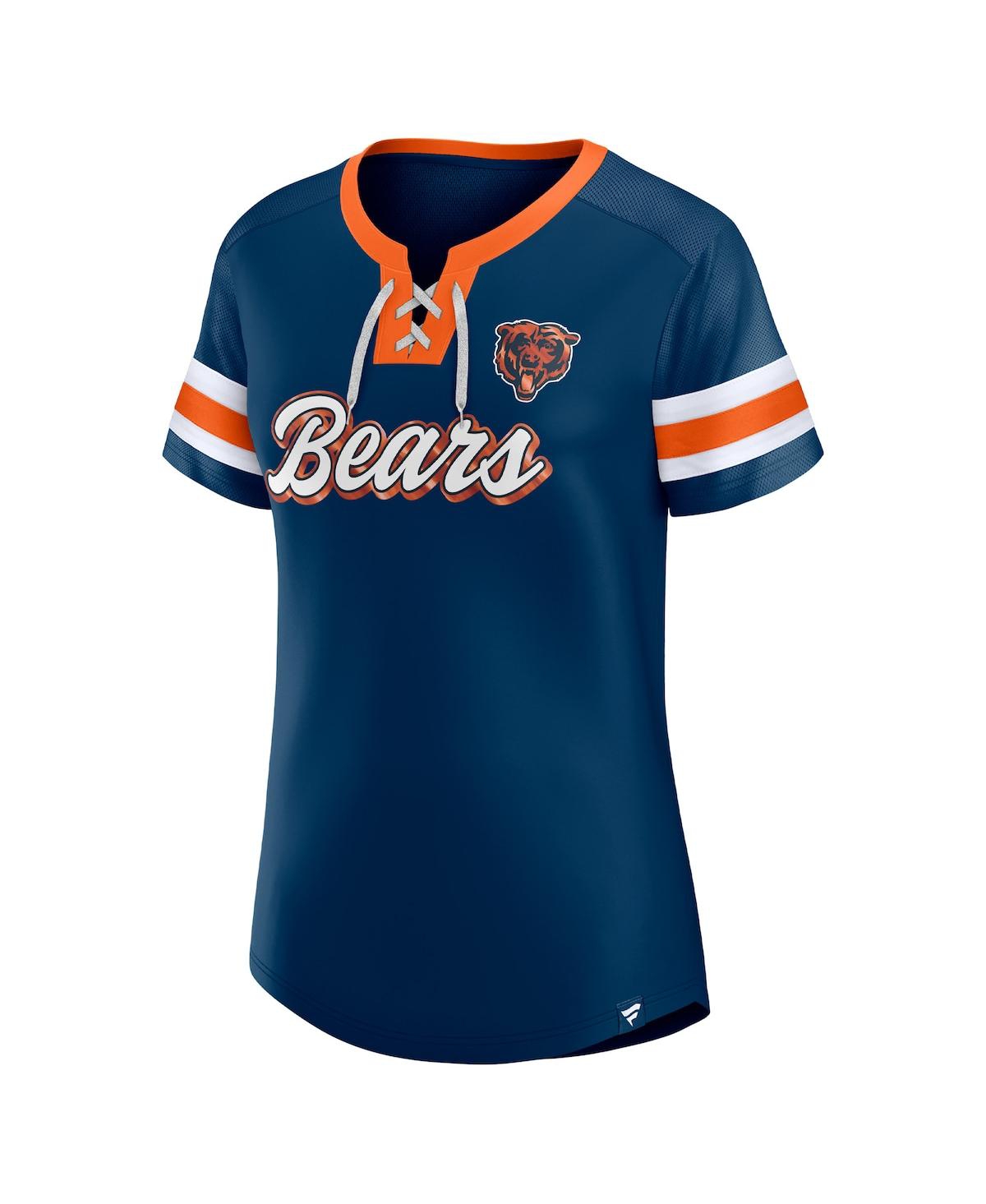 Fanatics Women's Navy Chicago Bears Play Script Lace-up T-shirt In Navy