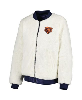 Women's Oatmeal, Navy Chicago Bears Switchback Reversible Full-Zip Jacket