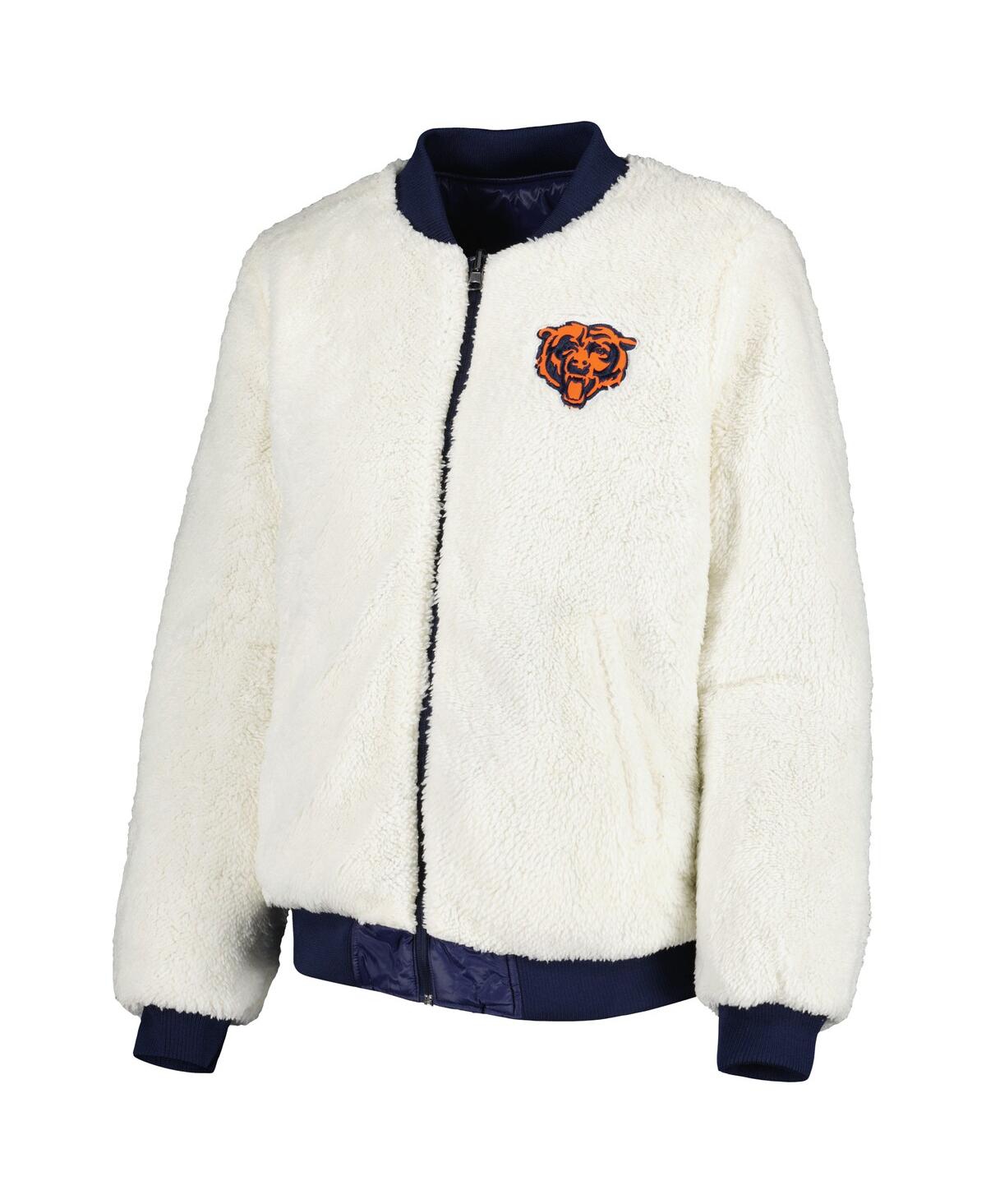 Shop G-iii 4her By Carl Banks Women's  Oatmeal, Navy Chicago Bears Switchback Reversible Full-zip Jacket In Oatmeal,navy
