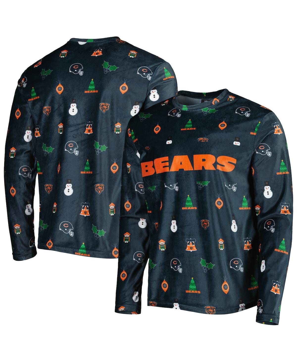 FOCO MEN'S FOCO NAVY CHICAGO BEARS UGLY SWEATER LONG SLEEVE T-SHIRT