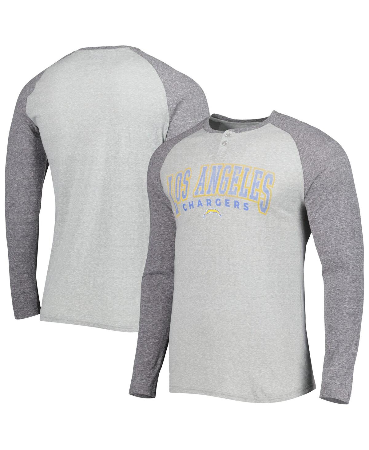 Shop Concepts Sport Men's  Heather Gray Los Angeles Chargers Ledger Raglan Long Sleeve Henley T-shirt