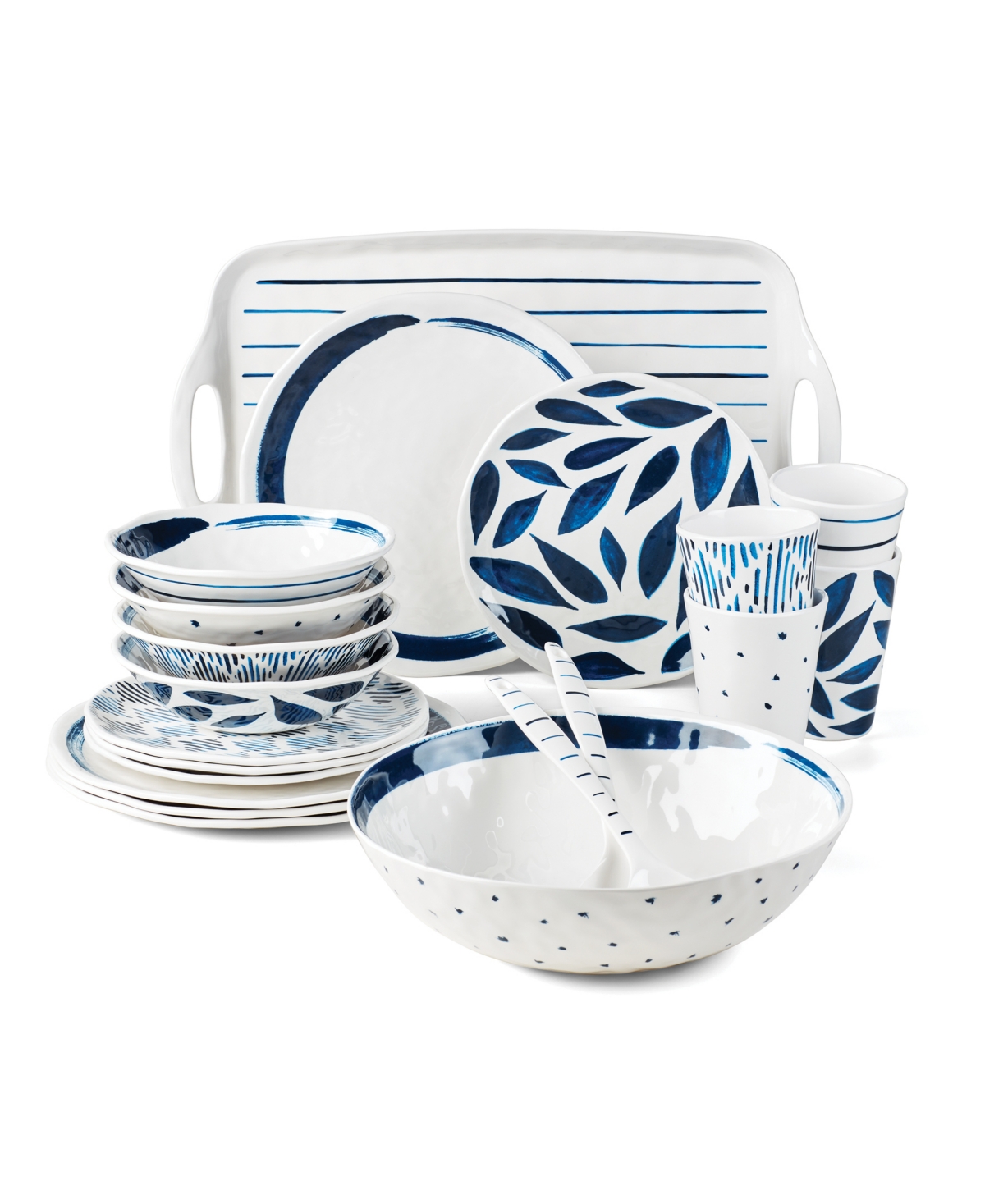 Lenox Blue Bay Melamine 20-piece Dinnerware Set, Service For 4 In White
