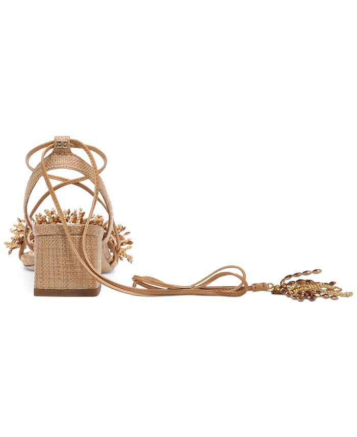 Sam Edelman Walda Beaded BlockHeel AnkleTie Sandals Macy's