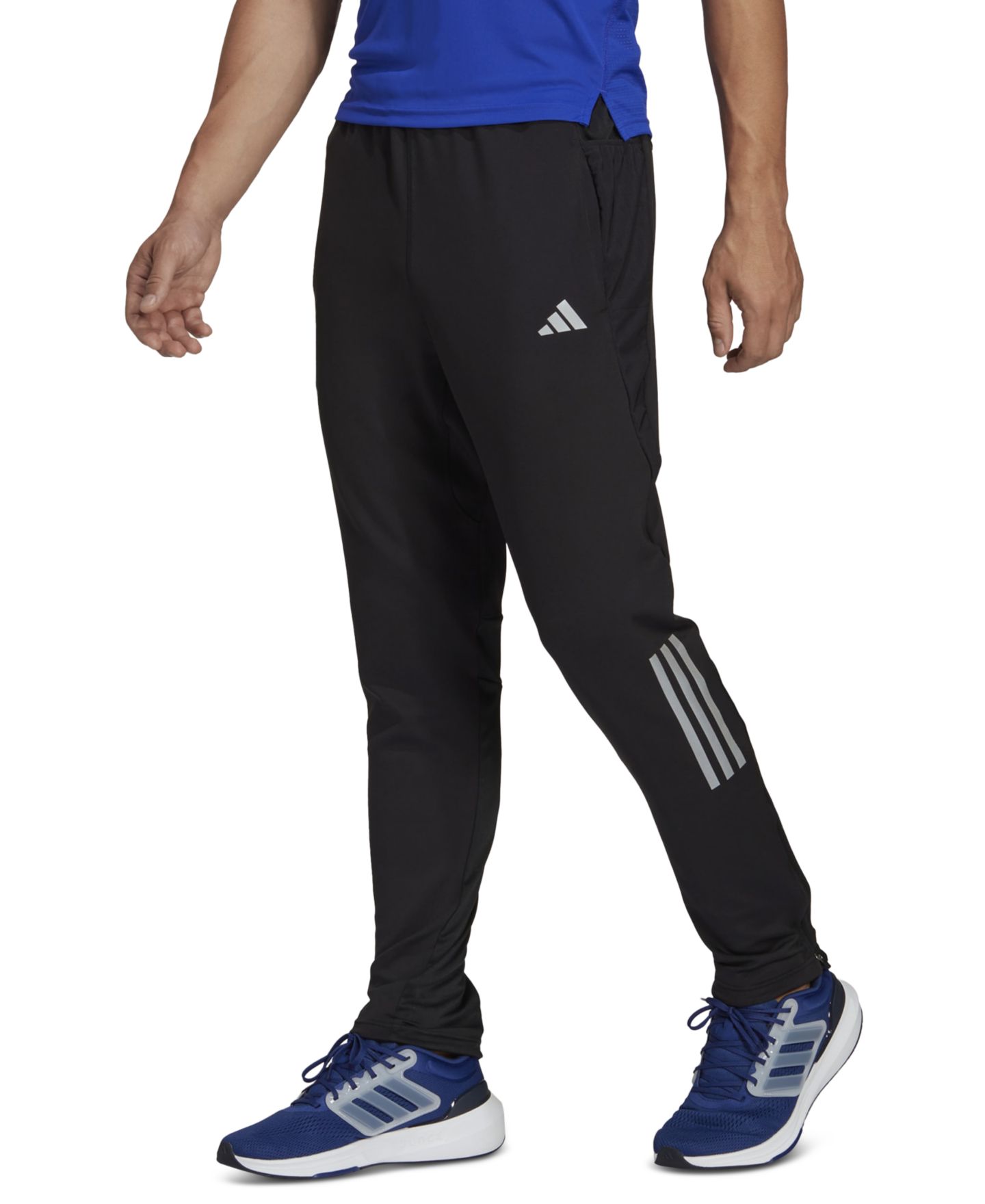 Мужские брюки adidas Own The Run Astro Tapered-Fit Reflective, цвет: Чёрный — фото 1