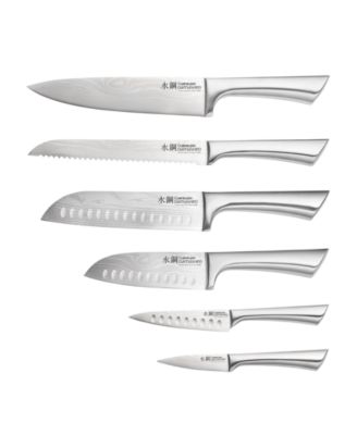 Damashiro Mizu Knife Block Oak Set, 7 Piece