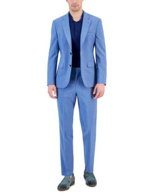 Hugo Boss Mens Modern Fit Light Blue Superflex Suit