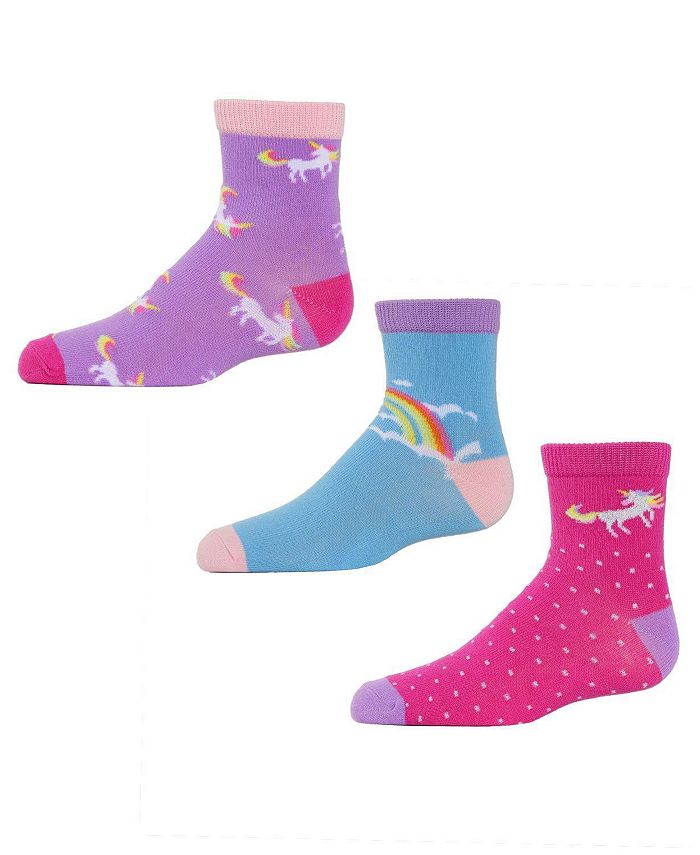 MeMoi 3 Pairs Girl's Unicorn Cotton Blend Ankle Socks - Macy's