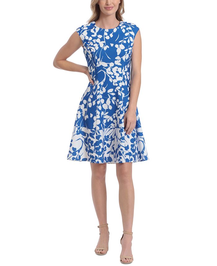 London Times Petite Printed Fit Flare Dress Macy s