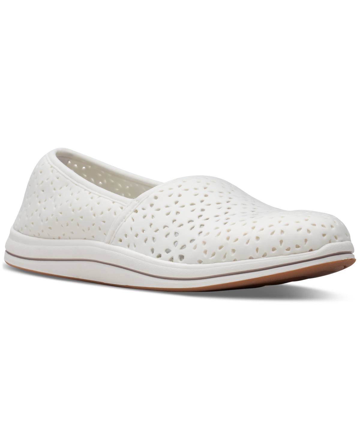 Shop Clarks Women's Cloudsteppers Breeze Emily Perforated Loafer Flats In White