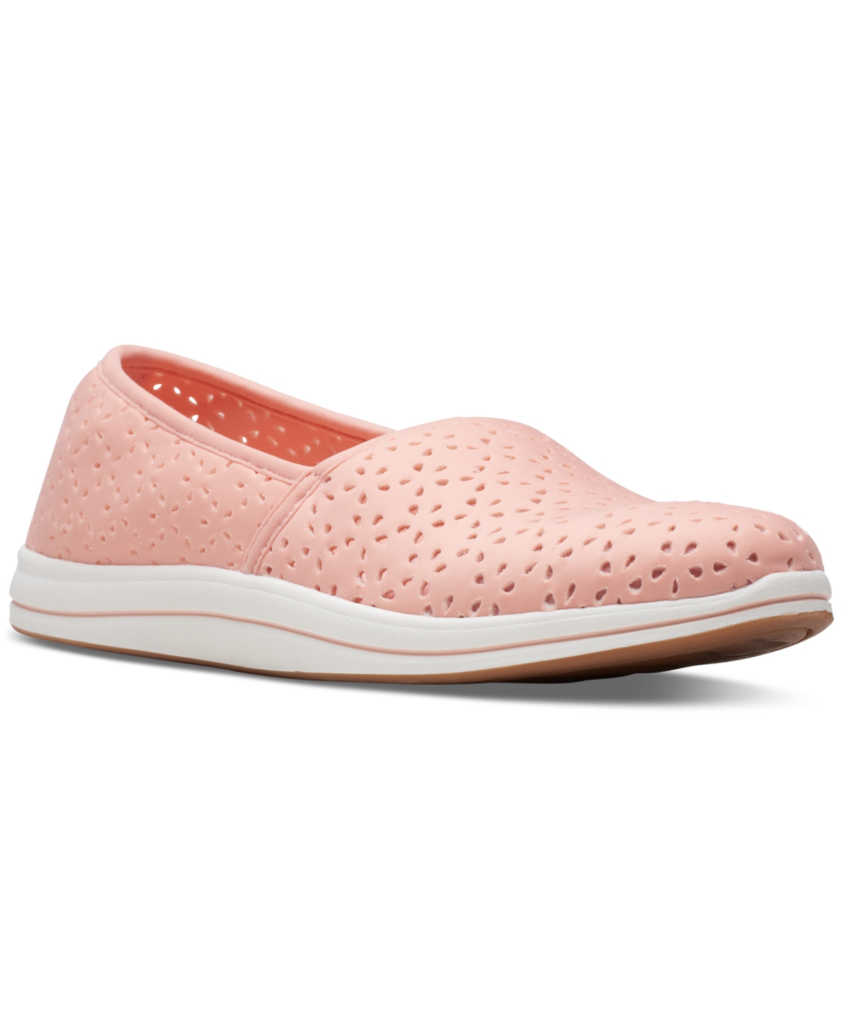 Shop Clarks Women's Cloudsteppers Breeze Emily Perforated Loafer Flats In Peach