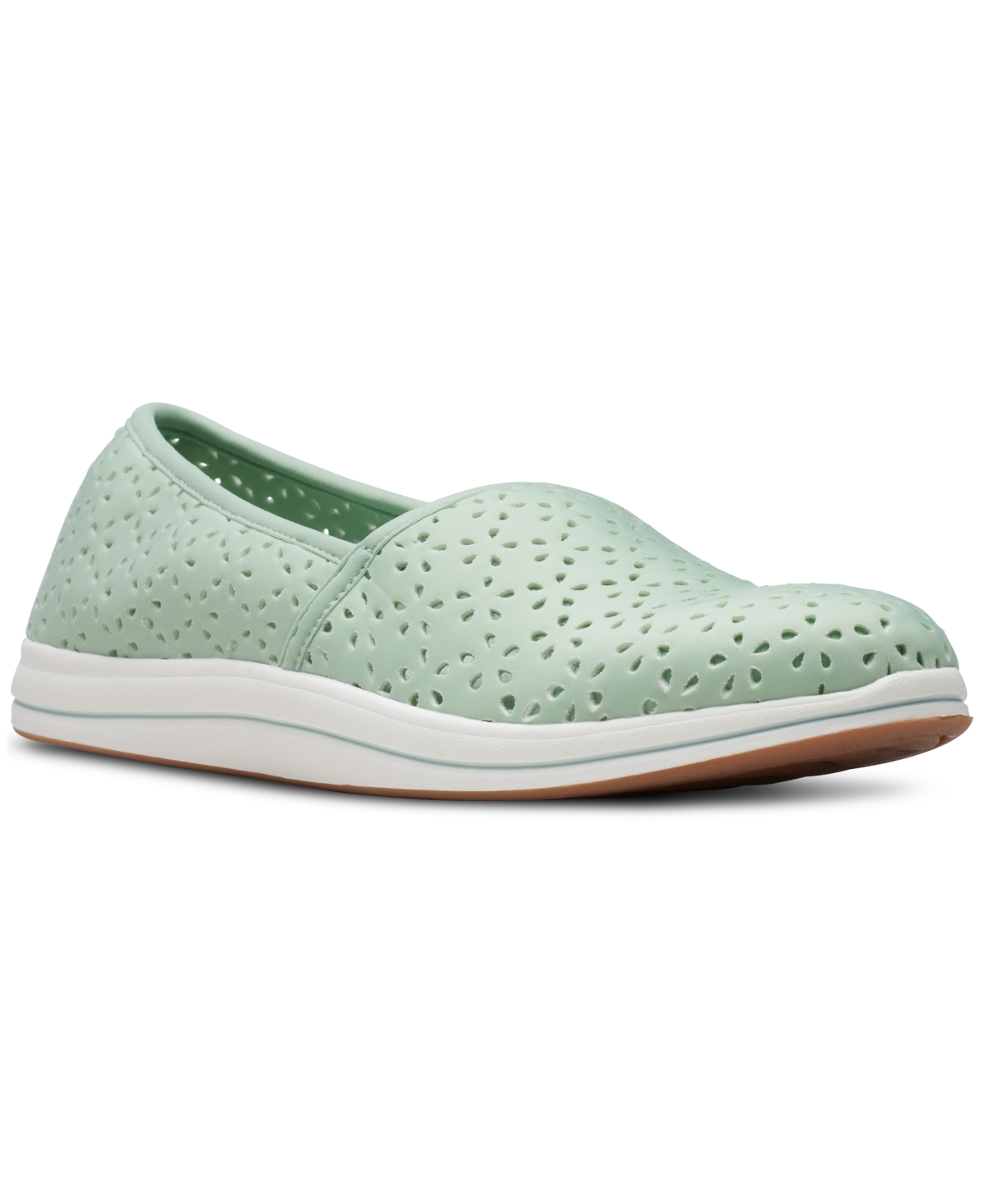 Clarks Women's Cloudsteppers Breeze Emily Perforated Loafer Flats In Pale Green