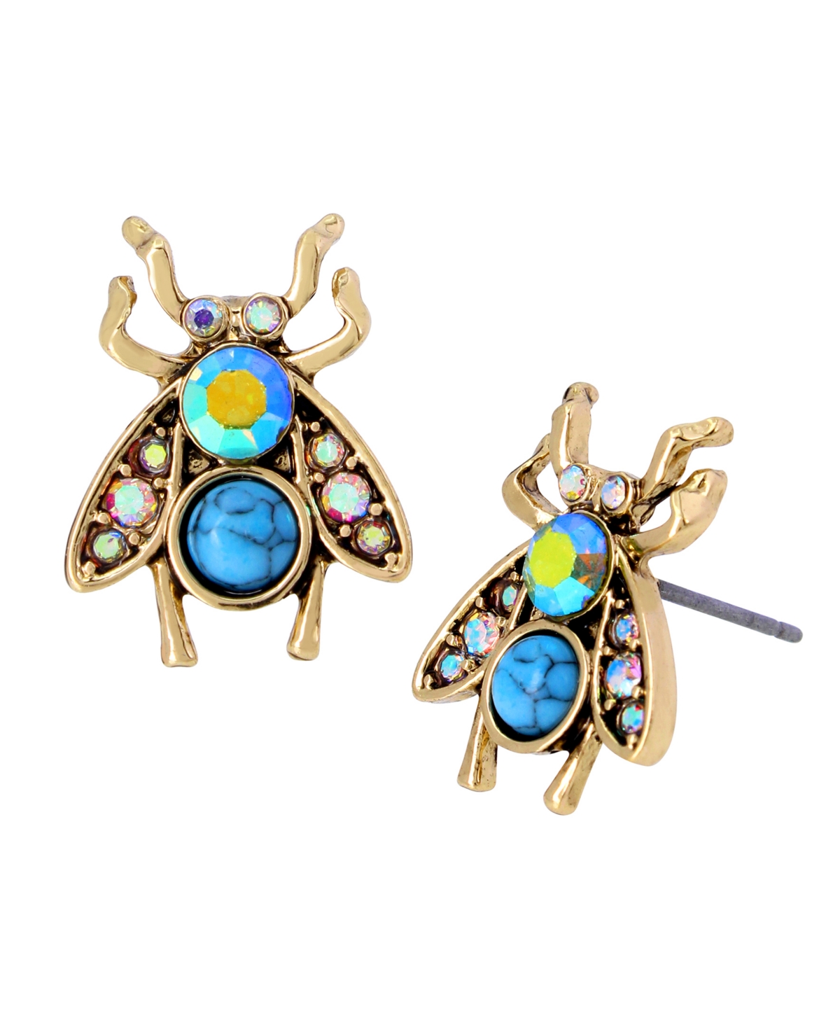 Betsey Johnson Genuine Semi - Precious Turquoise Stone Ant Stud Earrings