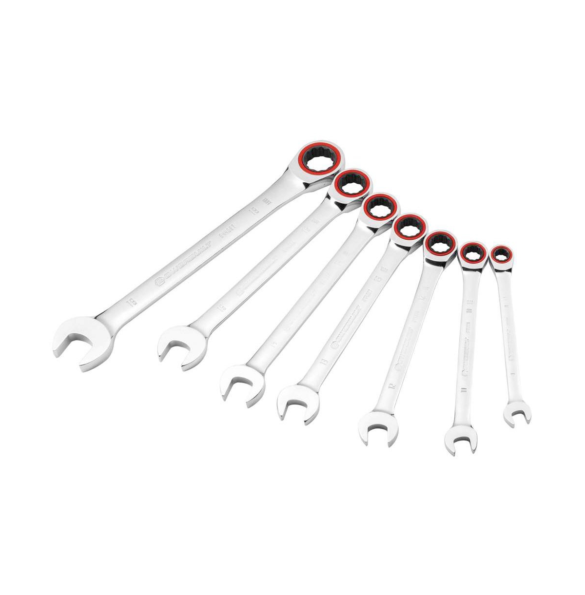 7 Piece Metric 100 Tooth Ratcheting Wrench Set - Silver
