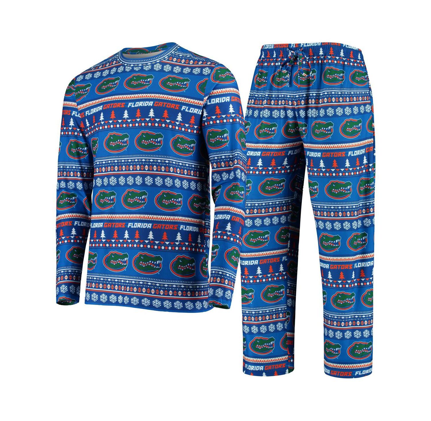 Men's Royal Florida Gators Ugly Sweater Knit Long Sleeve Top and Pant Set