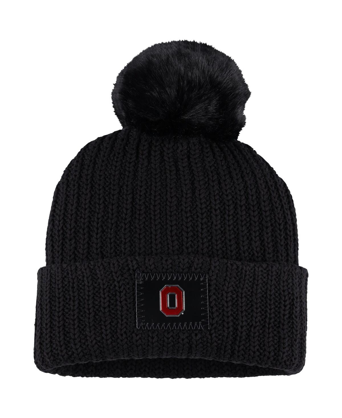 Women's Love Your Melon Black Ohio State Buckeyes Cuffed Knit Hat with Pom - Black